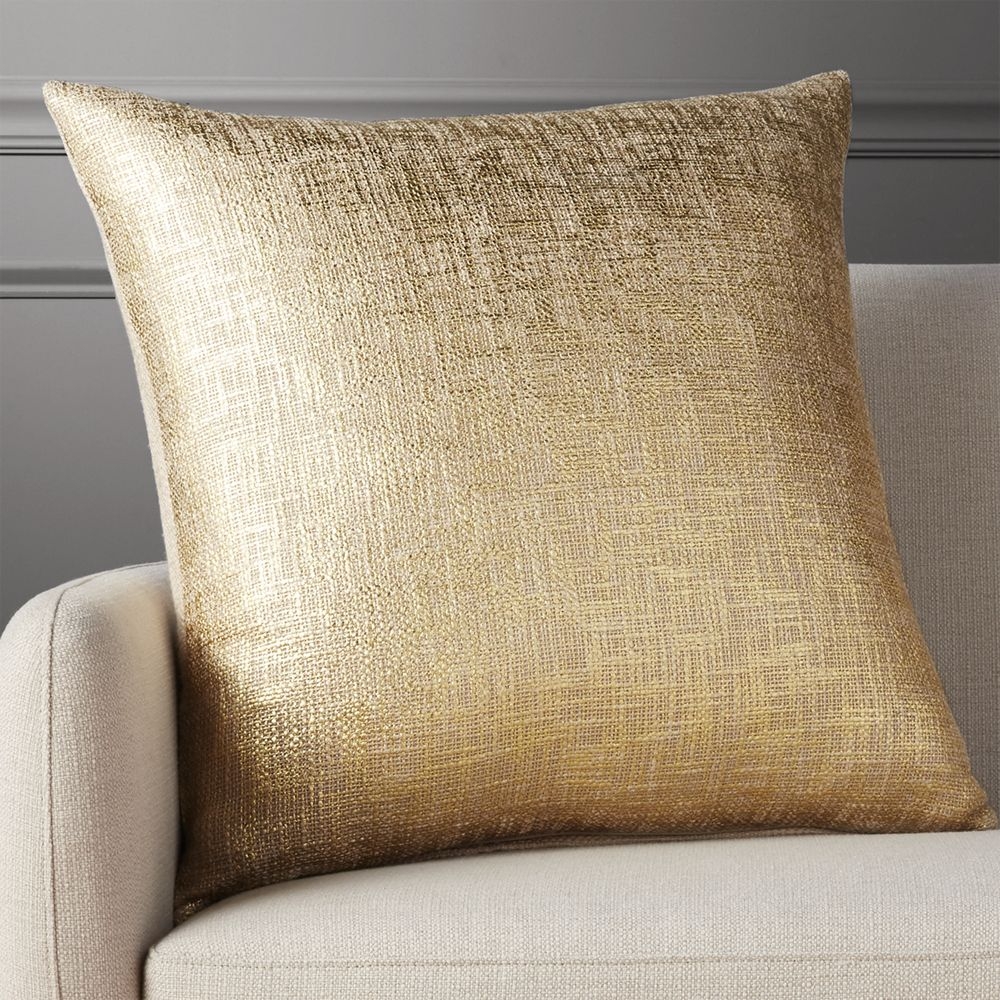 23" glitterati gold pillow with feather-down insert - Image 0