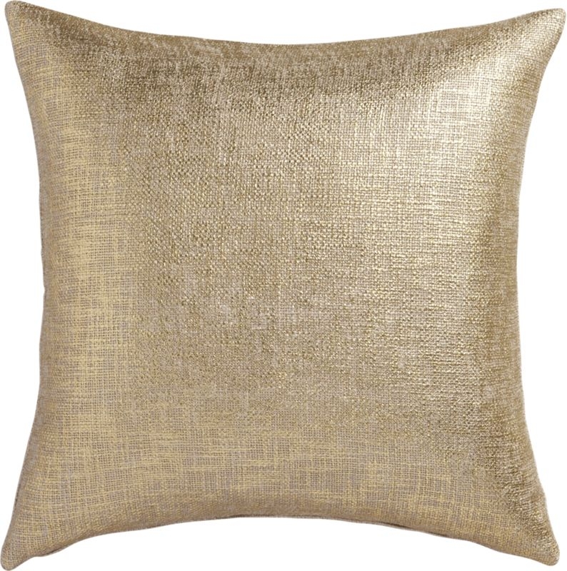 23" glitterati gold pillow with feather-down insert - Image 1