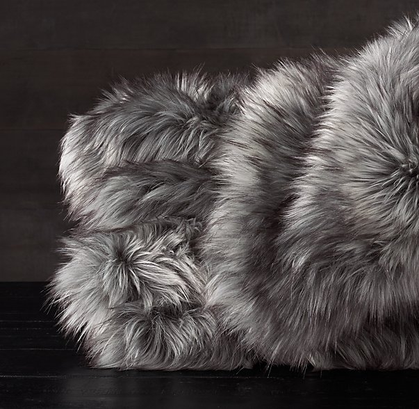 ULTRA FAUX FUR OVERSIZED BED THROW - GRAPHITE - Image 0