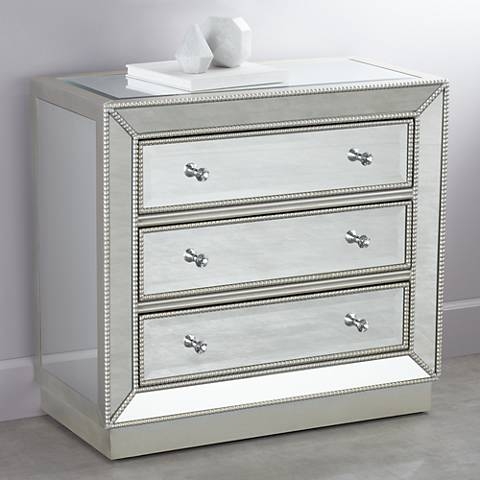 Trevi 32" Wide 3-Drawer Mirrored Accent Chest silver - Image 0
