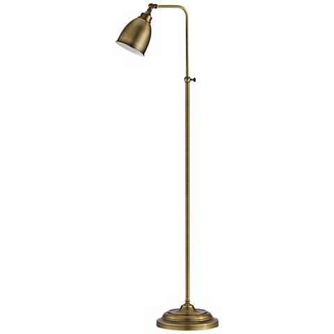 Antique Brass Metal Adjustable Pole Pharmacy Floor Lamp - Image 0