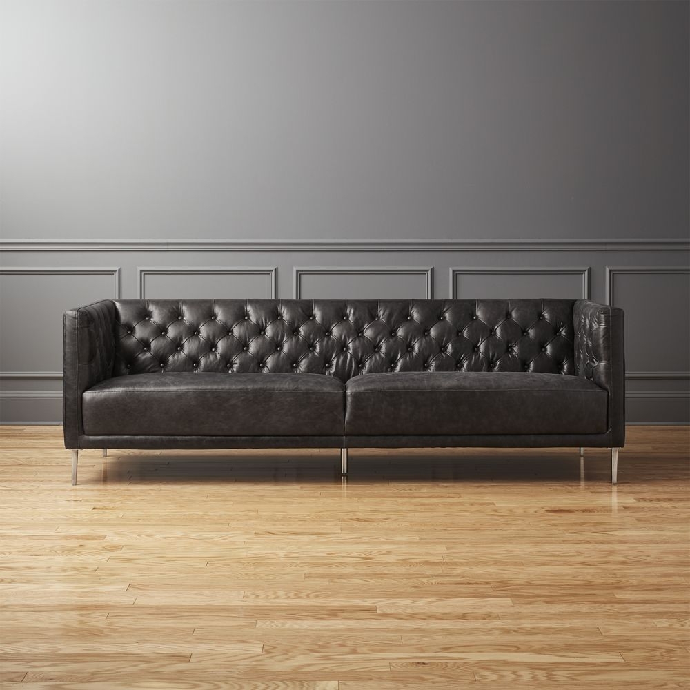 savile black leather tufted sofa - Image 0