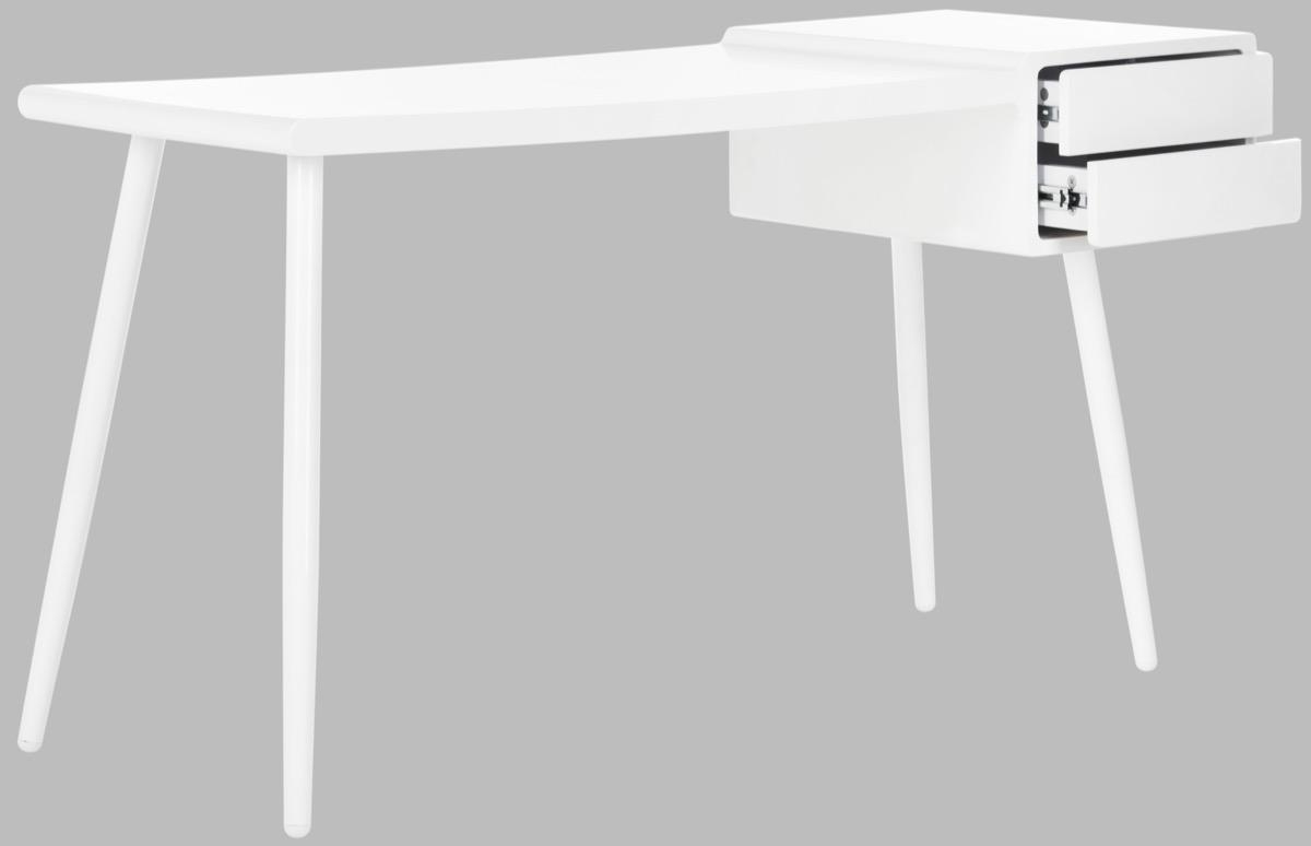 Ferli Mid Century Scandinavian Two Drawer Desk - White - Arlo Home - Image 2
