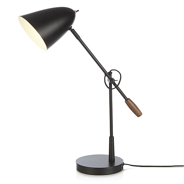 Morgan Black Metal Desk Lamp with USB Port - Image 0