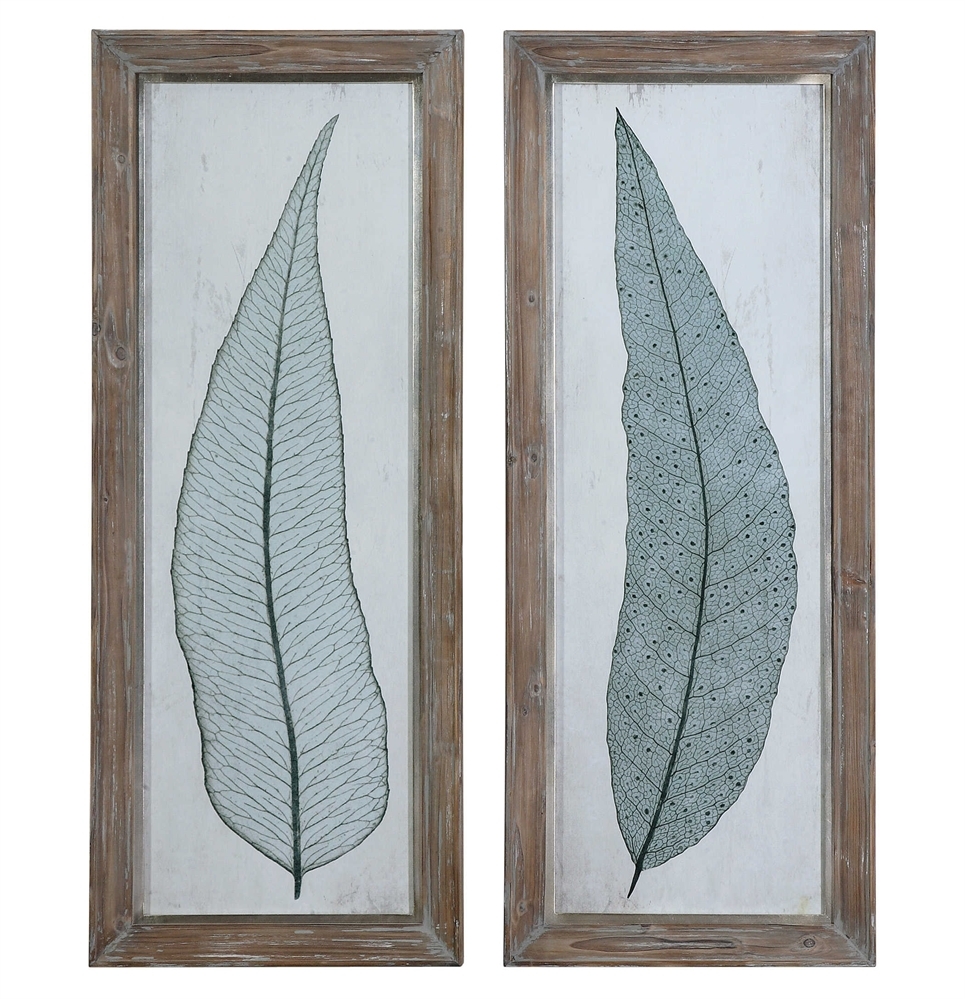 Tall Leaves, S/2-16 W X 40 H X 2 D-With Frame-No Mat - Image 1
