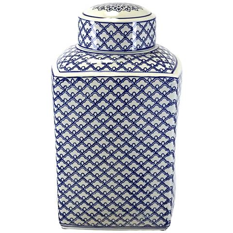 Lee Blue and White 16 3/4" High Ceramic Ginger Jar Vase - Image 0