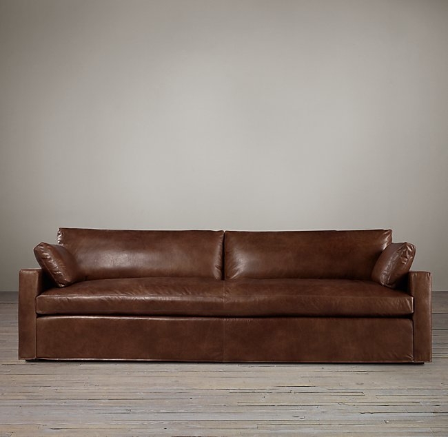 BELGIAN TRACK ARM LEATHER SOFA - Image 0