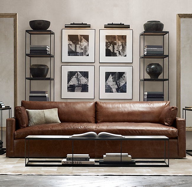 BELGIAN TRACK ARM LEATHER SOFA - Image 2