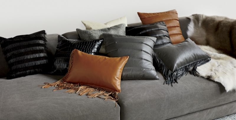 "18"" izzy black leather pillow with down-alternative insert" - Image 2