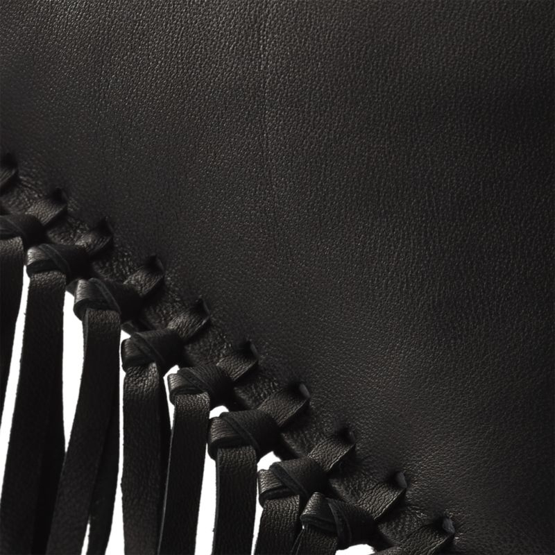 "18""x12"" leather fringe black pillow with down-alternative insert" - Image 6