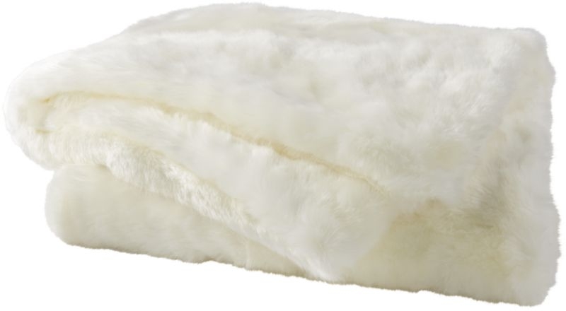white faux fur throw blanket - Image 2