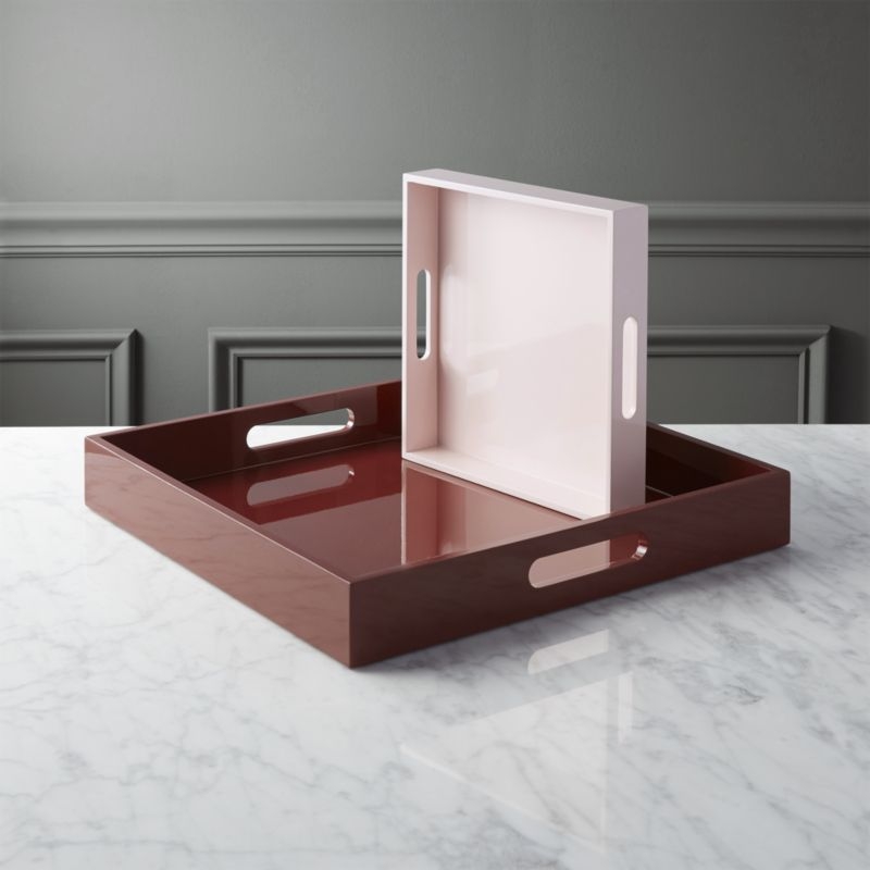 hi-gloss small square pink tray - Image 4