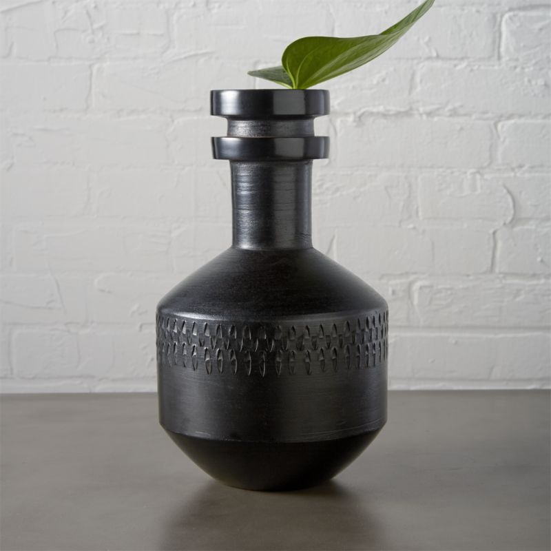 Smoke Stack Black Terracotta Vase - Image 2