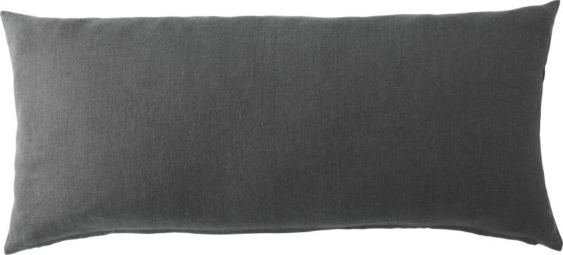 "36""x16"" linon dark grey pillow with down-alternative insert" - Image 1