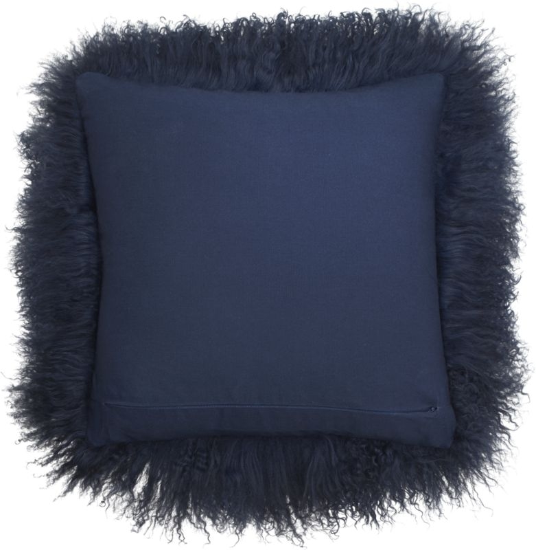 "16"" mongolian sheepskin navy pillow with feather-down insert" - Image 4