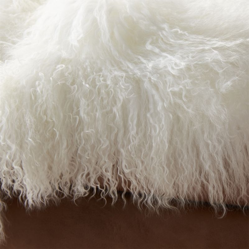 mongolian sheepskin white throw - Image 3