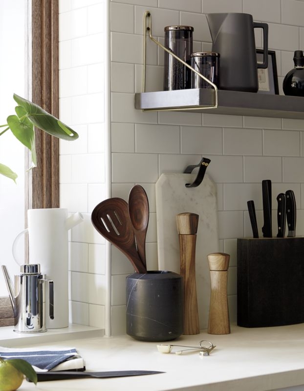 set of 2 cinch acacia short salt-pepper mills - Image 1