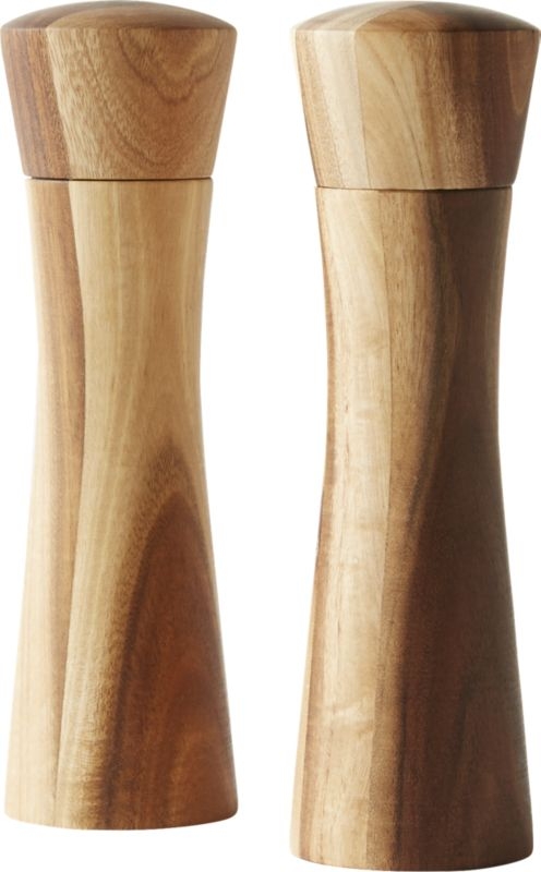 set of 2 cinch acacia short salt-pepper mills - Image 2
