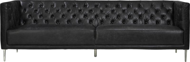 savile black leather tufted sofa - Image 2