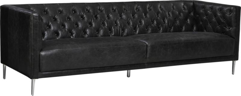 savile black leather tufted sofa - Image 3