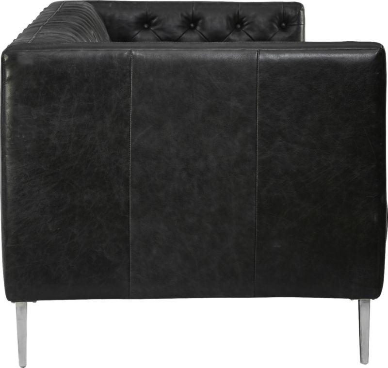 savile black leather tufted sofa - Image 4