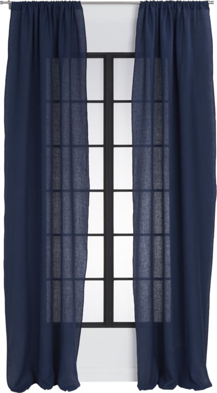 Navy Linen Curtain Panel 48"x84" - Image 2
