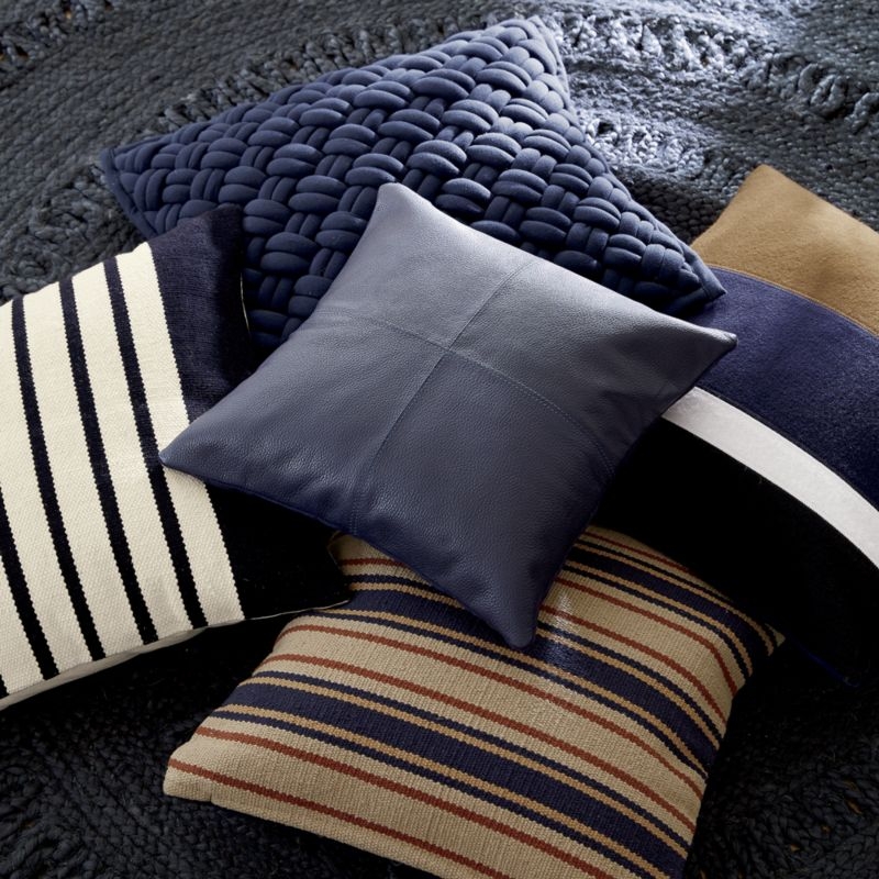 20" jersey interknit navy pillow with feather-down insert - Image 3