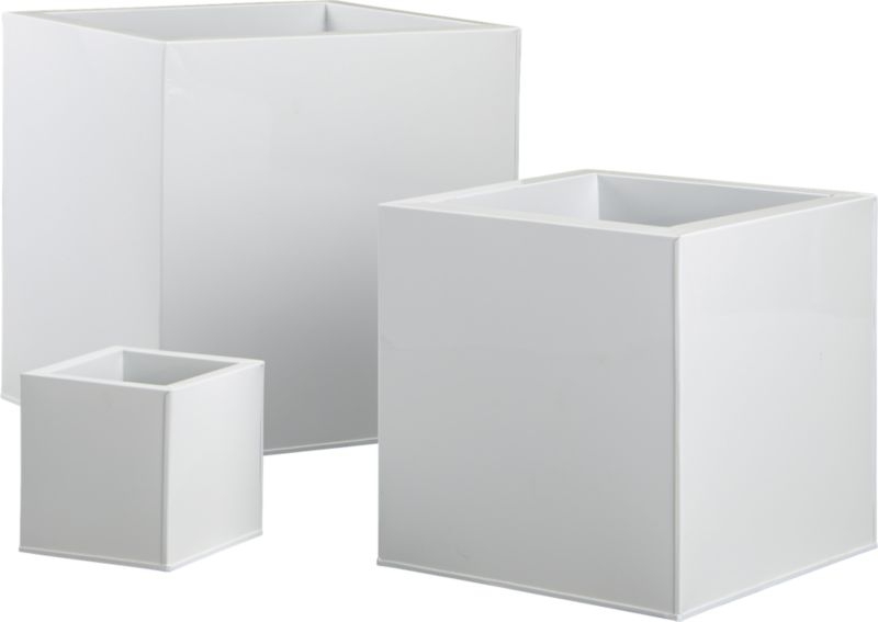 blox small square galvanized hi-gloss white planter - Image 6