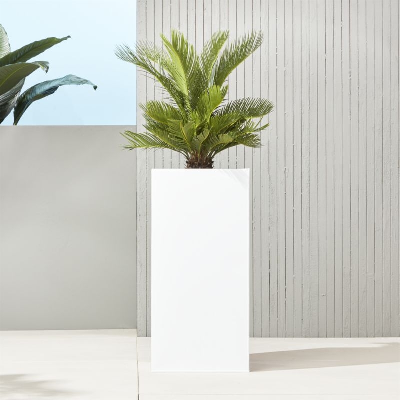 Blox Tall White Galvanized Steel Indoor/Outdoor Planter Small - Image 5