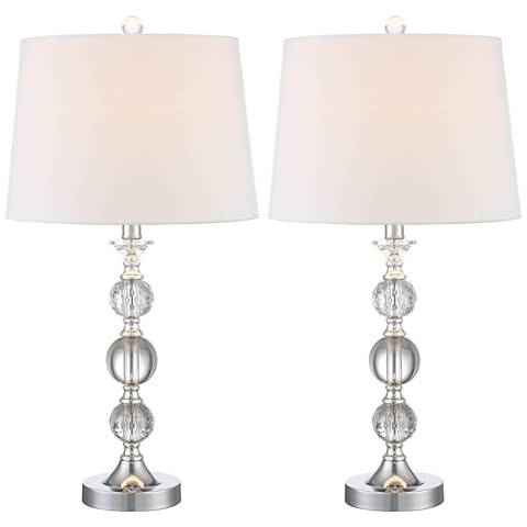 360 Lighting Solange Silver and Stacked Crystal Table Lamps Set of 2 - Image 0