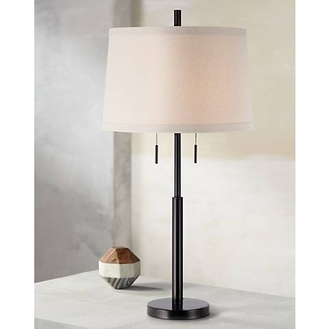 Possini Euro Design Matte Dark Bronze Stick Table Lamp - Image 0