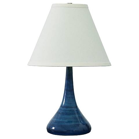 Scatchard Stoneware 19" High Slim Glossy Blue Table Lamp - Image 0