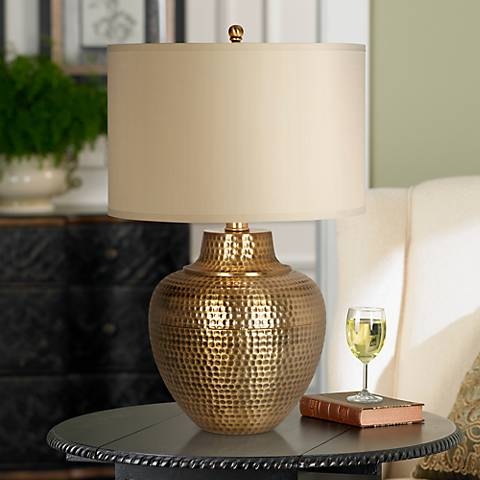 Franklin Iron Works Maison Loft 25" Hammered Metal Table Lamp - Image 0