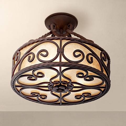 Natural Mica Collection 15" Wide Iron Ceiling Light Fixture - Image 1