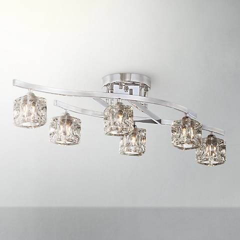 Possini Euro Crystal Cube 30 1/2" Wide Modern Chrome LED Ceiling Light - Image 0