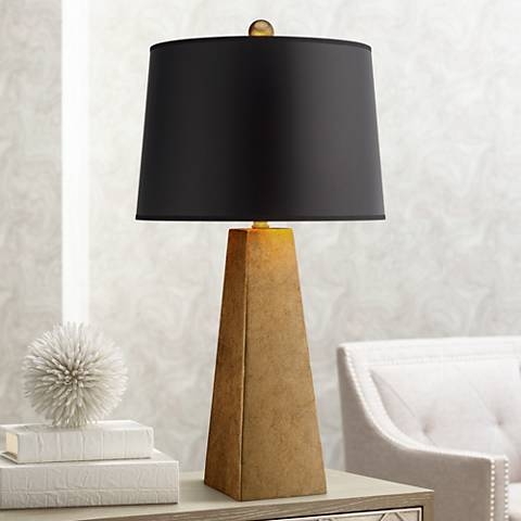 Possini Euro Design Gold Leaf Obelisk Table Lamp - Image 0