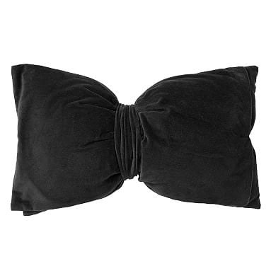 The Emily & Meritt Velvet Bow Pillow, Black, 18" x 10.5" - Image 0