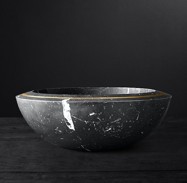 VITALI MARBLE AND BRASS BOWL LARGE - Image 0