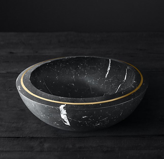 VITALI MARBLE AND BRASS BOWL LARGE - Image 1