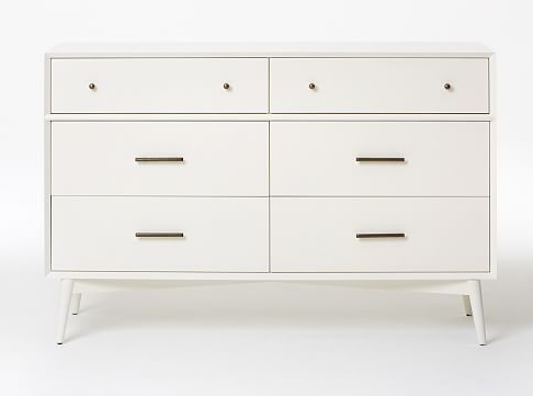 Mid-Century 6-Drawer Dresser - White - Image 0