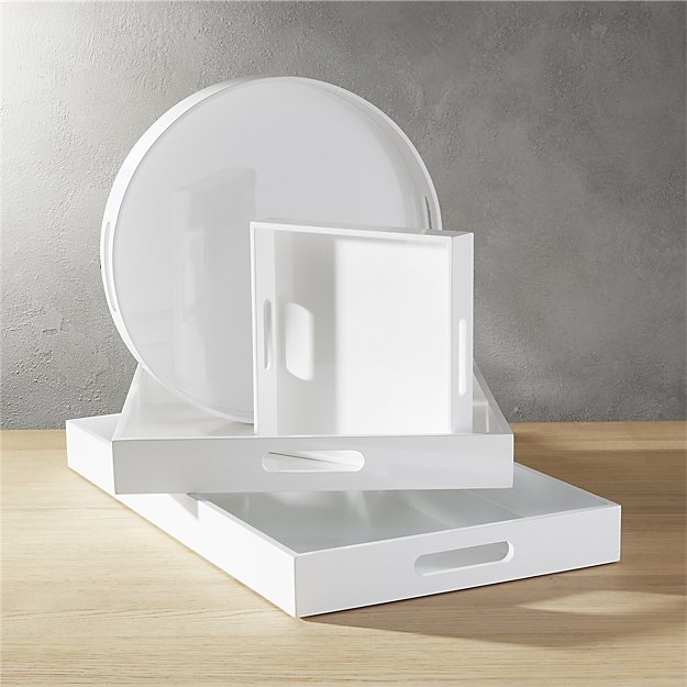hi-gloss rectangular white tray - Image 2