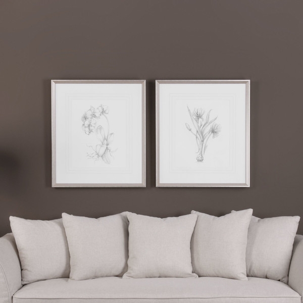 Botanical Sketches 2 Piece Framed Painting Print Set - Image 1