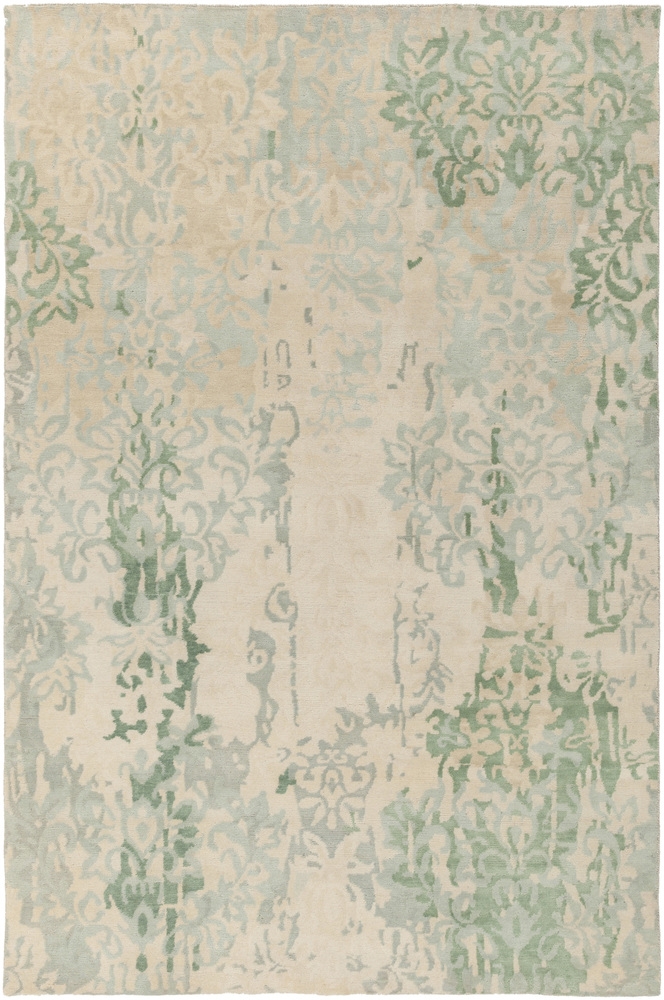 Brocade Green Indoor 5' x 8' Handmade Rug - Image 1