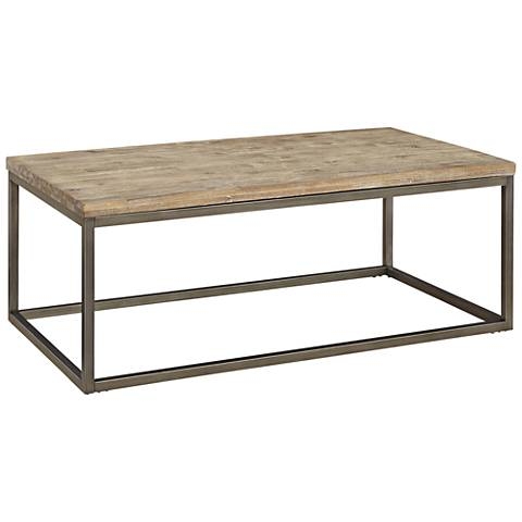 Alana Steel and Acacia Wood Top Rectangular Coffee Table - Image 0