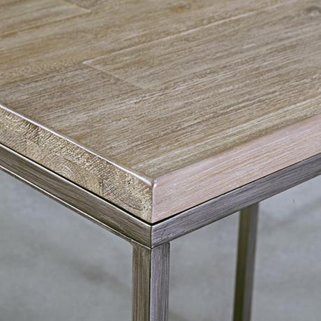 Alana Steel and Acacia Wood Top Rectangular Coffee Table - Image 1
