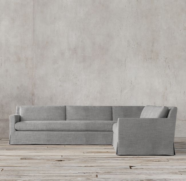 BELGIAN TRACK ARM SLIPCOVERED RIGHT-ARM L-SECTIONAL; BELGIAN TRACK ARM SLIPCOVERED LEFT-ARM RETURN SOFA - Image 0