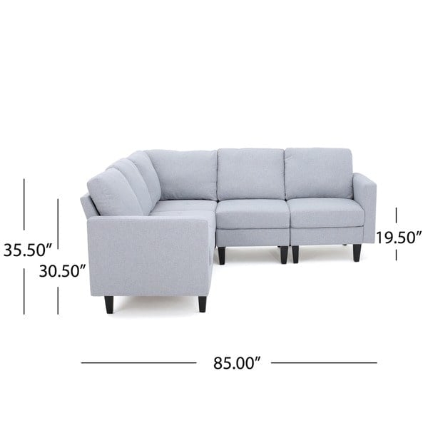Zahra 5-piece Fabric Sofa Sectional by Christopher Knight Home - light grey option - Image 0