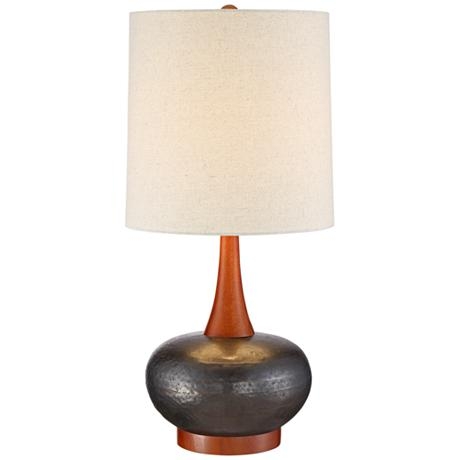 360 Lighting Andi 24 1/2" Wood and Ceramic Mid-Century Modern Lamp - Image 1