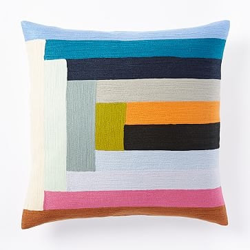 Margo Selby Linear Colorblock Crewel Pillow Cover, - Image 0