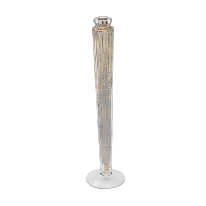 Antique Glass Ribbed Candlestick sm - Image 0